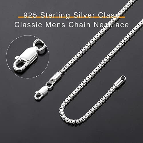 HADOKEN 925 Cadeia de clasp de prata esterlina, cadeia de prata de 2 mm para homens Chain de colar de prata de Mulher 16-30 polegadas