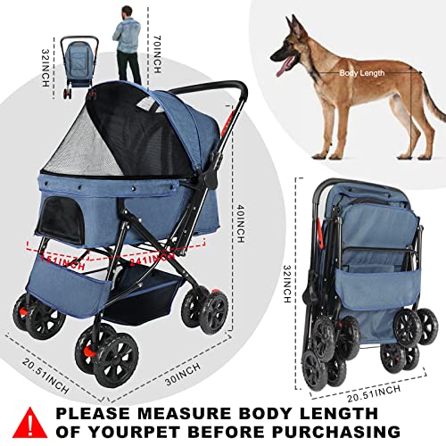 Carrinho de bebê, carrinho de cachorro dobrável, carrinho de bebê com cesto de armazenamento, roda traseira de roda dianteira