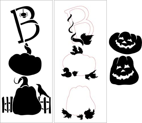 BOO Pumpkins Stencil de 4 partes por Studior12 - Selecione Tamanho - EUA Made - DIY Spooky Jack -O -Lantern Home Decor