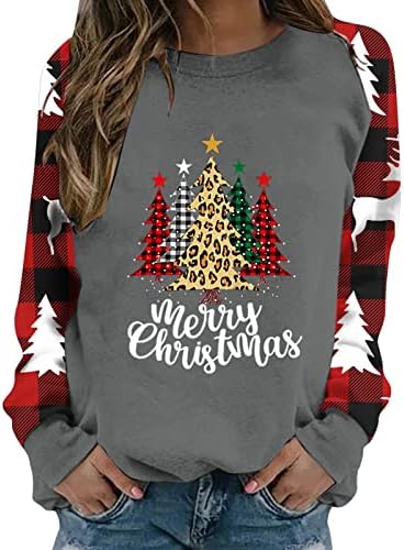 Tampas de tamanho grande para mulheres Tees de túnica Crewneck Capuz de moletom camisola de Natal Camisas de manga longa Baggy