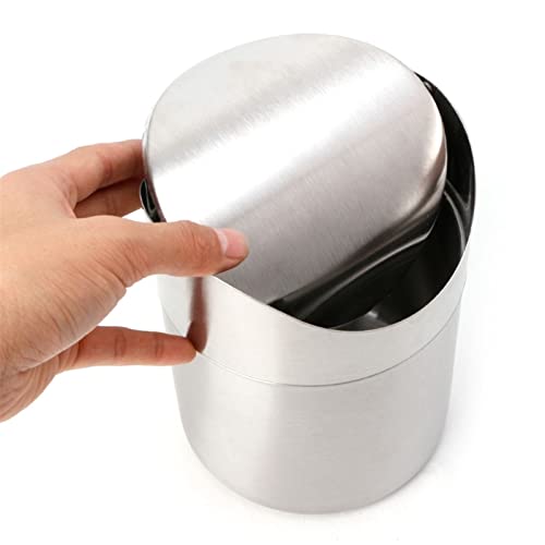 Skimt mini lixo pode aço inoxidável lixo de lixo de lixo lata de bancada lata com tampa giratória mini lixo