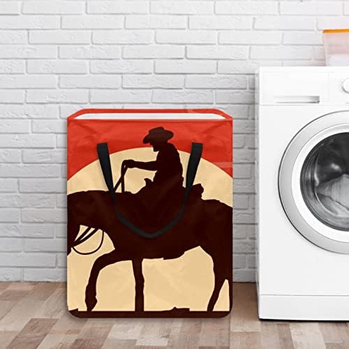 Wild West Silhouette Cowboy Riding Print Print Roundry Roundry, 60L de lavanderia à prova d'água de lavar roupa de lavagem