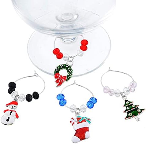 Doitool 6pcs Christmas Com tema de vidro de vidro com vidro anéis de vidro Marcadores de bebidas Tags arame de arame FAVORES DE FAVORES