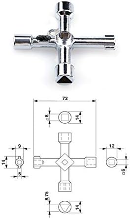Rlecs 4 Ways Key de zinco de zinco Triângulo multifuncional Chave da chave de abertura universal Chave de encanadores Ferramenta