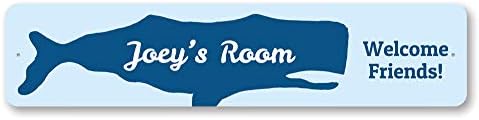 Sinal de baleia, Nome do garoto Sinal de quarto, decoração personalizada do quarto da praia, sinal de criatura do mar, decoração