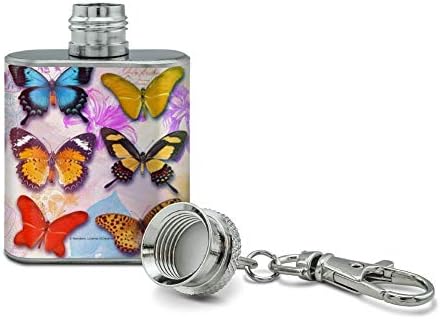 Butterflies colorido design de borboleta aço inoxidável 1oz mini -flash -chave cadeia