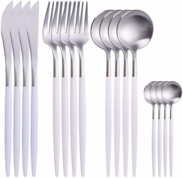 Conjunto de talheres ， 16pcs Faca faca conjunto de mesa de mesa de mesa de aço inoxidável Conjunto de talheres de aço inoxidável Spoons and Fork