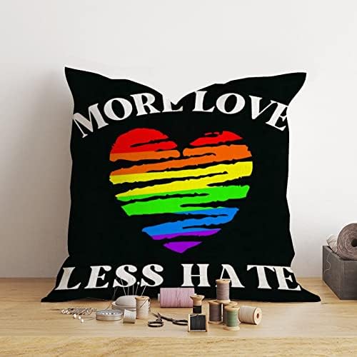 Arco -íris orgulho lésbica gay lésbica gay lgbtq arremesso de travesseiro de amor mais amor morda de almofada de casas de almofada menos