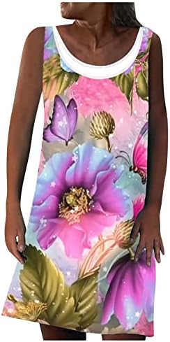 Ayaso feminino de duas peças de duas peças Crew pescoço vestido de estampa floral com estampa floral casual praia de verão