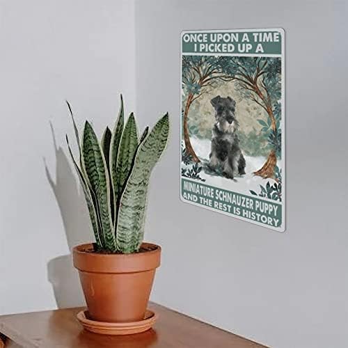 Sinal de lata de metal retro Miniarure Schnauzezer Sinais de filhote de metal Poster Arte da parede para escritório