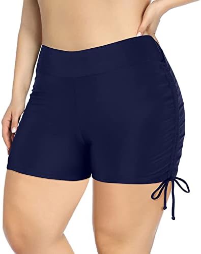 Shorts de natação para mulheres na cintura alta rápida seca coloração de coloração shorts shorts amarre shorts de banho