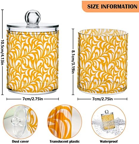 Alaza 2 Pack QTIP Dispensador Amarelo folhas padronizadas Banelas organizadoras de banheiro para bolas de algodão/swabs/almofadas/fio