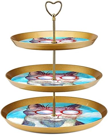 Gato de suporte de cupcakes de três camadas com óculos de sol no servidor de comida do Sky Party Stand Stand Fruit Plate Decorating