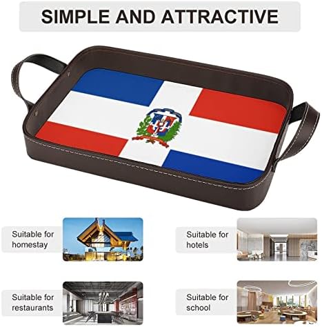 Bandeira da bandeja de couro de Dominica, bandeja de servir bandeja com alças bandeja decorativa para sala de estar