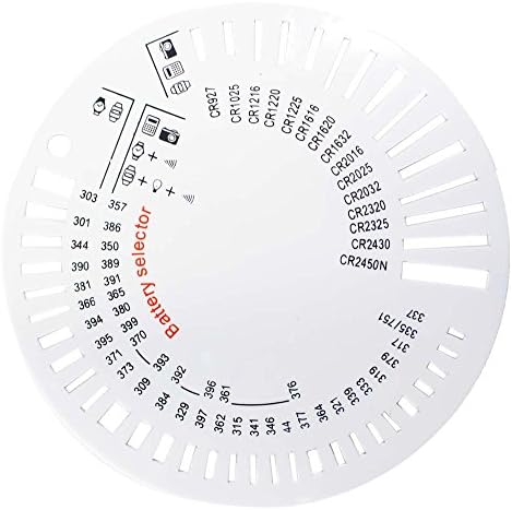 Disco de seletor de bateria de 5,75 preciso para todos os tipos de baterias em forma de botão ou moeda | 73 tamanhos de 416 a maior moeda CR2450N | Não há mais tamanhos de bateria de adivinhação