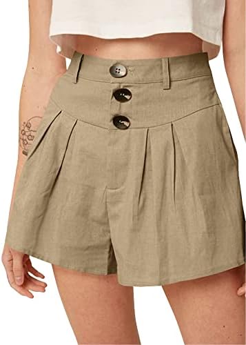 CCTOO Women's Summer Shorts Botão Frente Cantura Alta Ponta de Treina de Pontas de Perna