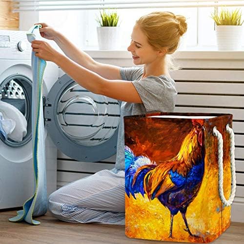 Galo de galo de animal art galo cockerel pintando impermeabilizando a lavanderia dobrável cesto balde para garoto quarto berçário