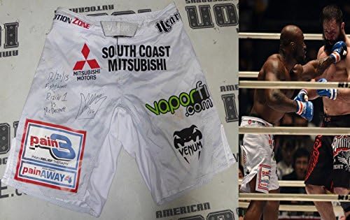 King Mo Lawal assinou Rizin FF Fight Wast Used Shorts troncos PSA/DNA CoA Bellator - Jerseys e troncos autografados do UFC