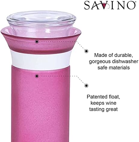 Savino | Pacote de mata de vinhos de vidro de vidro | Frost & Ruby | 750ml | Mantenha os vinhos que não sejam de escalas frescos até 7 dias | Preservedor de vinho de luxo de vidro | Lavagem de louça Safe | Presente único