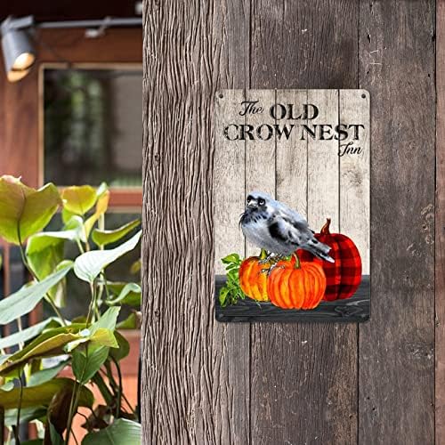 Halloween Crow On Pumpkin Tin Sign Crow Nest Metal Sign Metal Scar