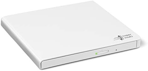 Hitachi-LG GP57EW40 DVD Externo DVD DVD USB 2.0 Slim portátil DVD-RW CD ROM ROM REWRITER PARA LAPTOP PC Windows e Mac OS com conectividade TV-White