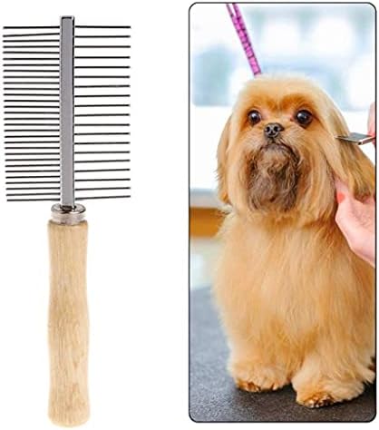 Zlxdp pet pec pec brooming duplo pentes de aço inoxidável maçaneta de madeira gatinho cachorro pincel de cabelo