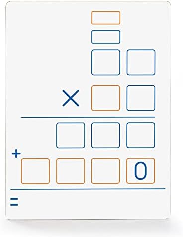 Placa de multiplicação longa de apagamento seco de Scribbledo 9 x12 prática de dupla face de quadro branco com multiplicação de 2x1 e 2x2 de dígitos para casa, escola, sala de aula, crianças, estudantes manipuladores de matemática.