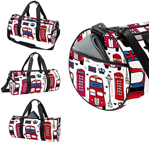 Mamacool Londo Love UK Bus Bus de ombro Duffel Bolsa de Travel Saco de Viagem para Ginásio para a Dança Esportiva Viagem Semana