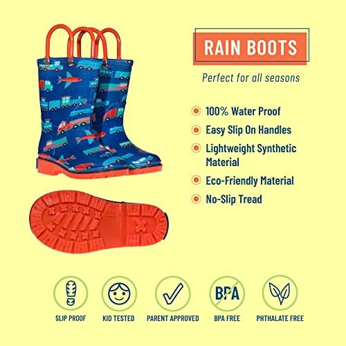 Mochila Wildkin Kids 12 polegadas, guarda -chuva, lancheira e tamanho 6 Rainboots Ultimate Bundle Essentials