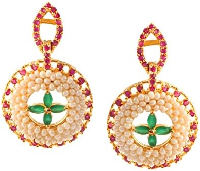 Jewarhaat Indian Bollwood Colar Pearl Ad CZ Red Stones Verdes Jóias de Moda Placada a Ouro para Mulheres e Meninas