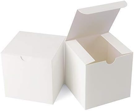 GEFTOL Pequena caixa de presente branca 50 pacote 4 x 4 x 4 polegadas caixa dobrável caixa de papel de montagem fácil caixa de propostas