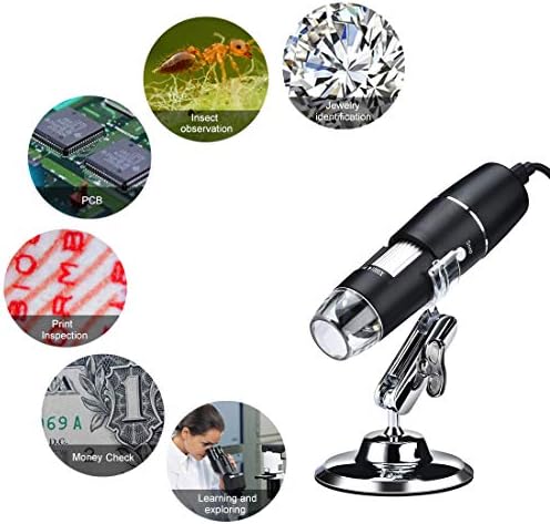 Microscópio digital sem fio, líquido de microscópio XVZ 50x a 1000x, câmera de microscópio de mão mini -bolso com compatível com luz para Android