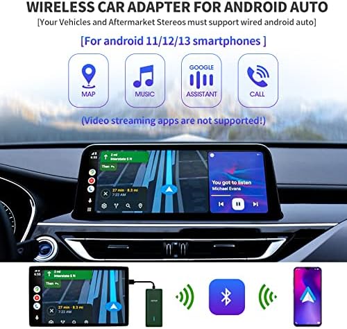 Adaptador sem fio Android Auto para o OEM Factory Wired Android Auto Cars Plug & Play Setup Fácil Configuração sem fio Android Auto