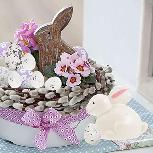 Didiseaon 1 Definir ovos de pássaros artificiais Decorações de Páscoa Miniature Bunny Fake Rabbits Chick Eggs Duck Bonsai Ornamento Diy Wreath Garland Supplies para a Páscoa Favoriza Presentes Branco