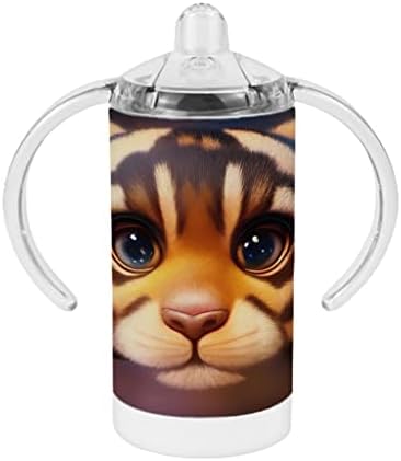 Copo com canudinho de design fofo - Copo de canudinho do bebê tigre