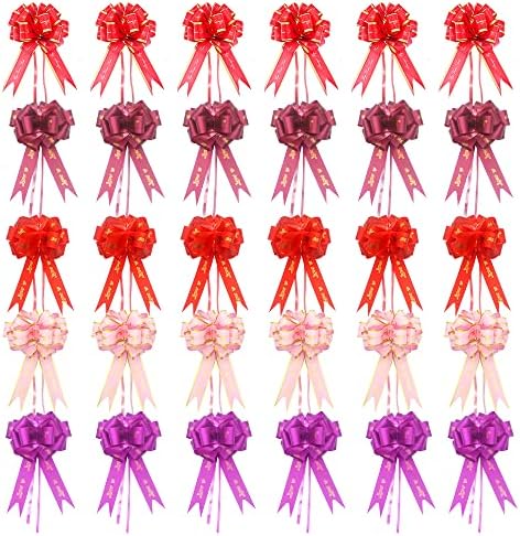 30pcs presente de casamento embrulhado arcos Pull Valentines embrulham fitas de coração amor palavras puxar arcos 5