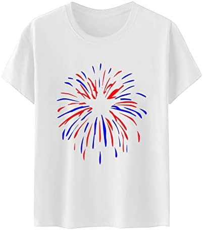 4 de julho camisetas camisetas para mulheres Camisetas O-Gobes Camisetas Americanas Estrelas das Estrelas Tiradas Túdos de