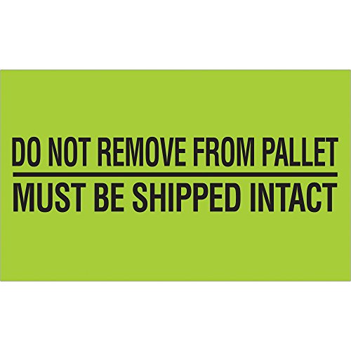 Não remova os rótulos/adesivos de paletes, 3 x 5 , verde fluorescente, 500 rótulos por rolo