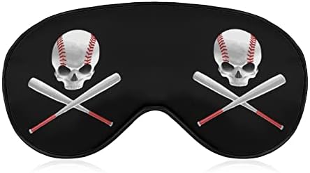 Baseball Skull e Bats Sleep Mask Soft Blindfold Máscara de olho portátil com alça ajustável para homens mulheres