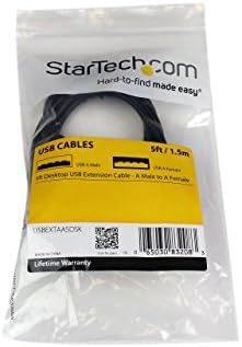 Startech.com Cabo de extensão USB 2.0 de 5 pés - homem a fêmea - 5 pés USB A a um cabo de extensão para laptop, desktop, tablet, webcam e mais, preto