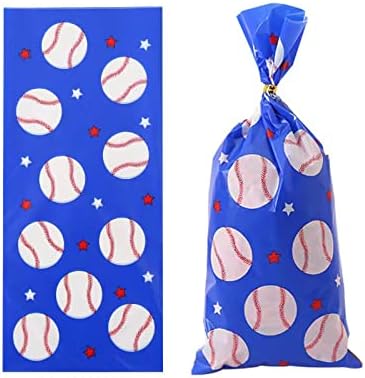 Rs 50pcs Baseball Bolsas de tratamento de beisebol Bolsas de doces de beisebol Baseball Sacos de celofane com 50pcs Torcer para o Futebol de Partida dos Crianças de Aniversário
