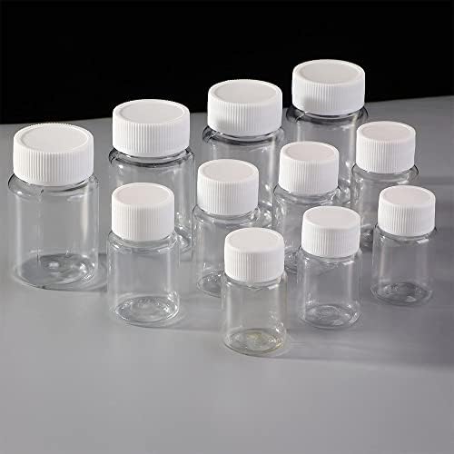 Casos de pílula clara de plástico portátil garrafas de vedação vazia, recipiente de caixa organizadora de medicamentos à prova