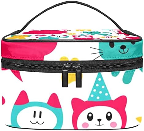 Funny Cats Cartoon Maquiagem Bolsa de maquiagem de viagem para mulheres bolsas de higiene saco de saco de higiene pessoal