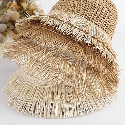 Chapéu de palha do sol do sol da mulher chapéu de balde de borla de peixe chapéu de palha de praia wtih saco de embreagem