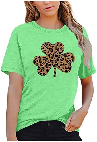 Camisa do dia de St. Patrick para mulheres gnomos tshirts Crewneck Leopard camisetas de manga curta Camisetas de trevo