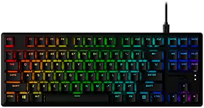 Origens de liga hiperx Core PBT - teclado de jogos mecânicos TKL, CAPS PBT CAPS, Iluminação RGB, compacto, corpo de alumínio, personalizável com ngenuidade hiperx, memória a bordo - interruptor hyperx tactile aqua