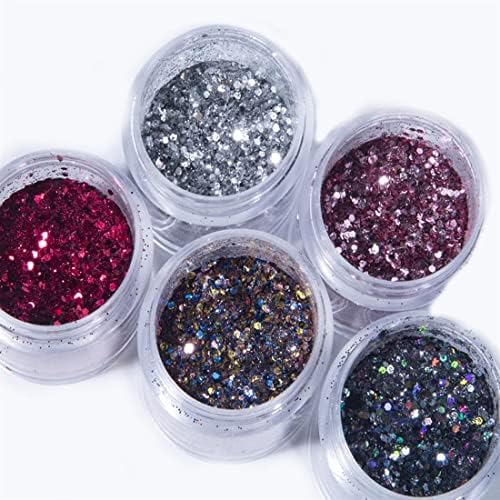 1 jar mix preto glitter arte pó lantejas holográficas pregos flocos de paillette shine decorações de manicure, hc 01