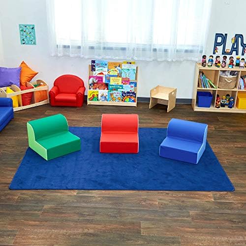 Trio da Biblioteca de Fábrica Infantil, Cadeiras do Set-3 Kids, vermelho-azul-verde-vermelho, CF322-388, Móveis de sala de aula flexíveis