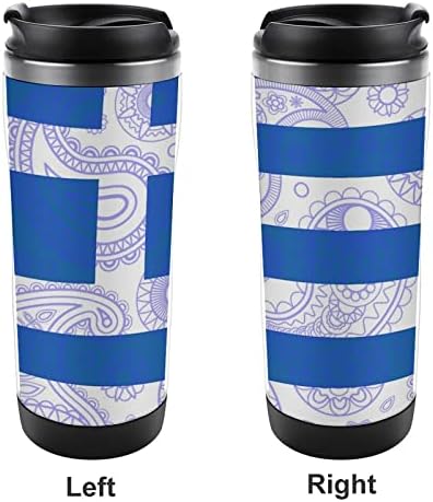 Grécia Paisley Bandeira Travel canecas de café com copos isolados de tampa Botão de água de parede dupla de aço inoxidável