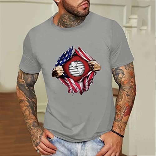 XXVR Menina patriótica masculina camisetas de manga curta, verão American Flag Print Crewneck Casual Fashion Basic Tee Tops